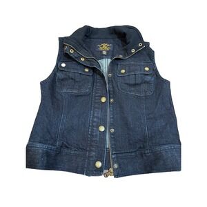 NWOT Vtg LRL Ralph Lauren jeans dark denim Snaps full zip vest sz Medium women's